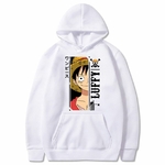 sweatshirt one piece monkey luffy blanc