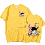 tshirt one piece zoro jolly roger flower jaune