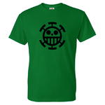 t shirt one piece trafalgar law logo noir vert