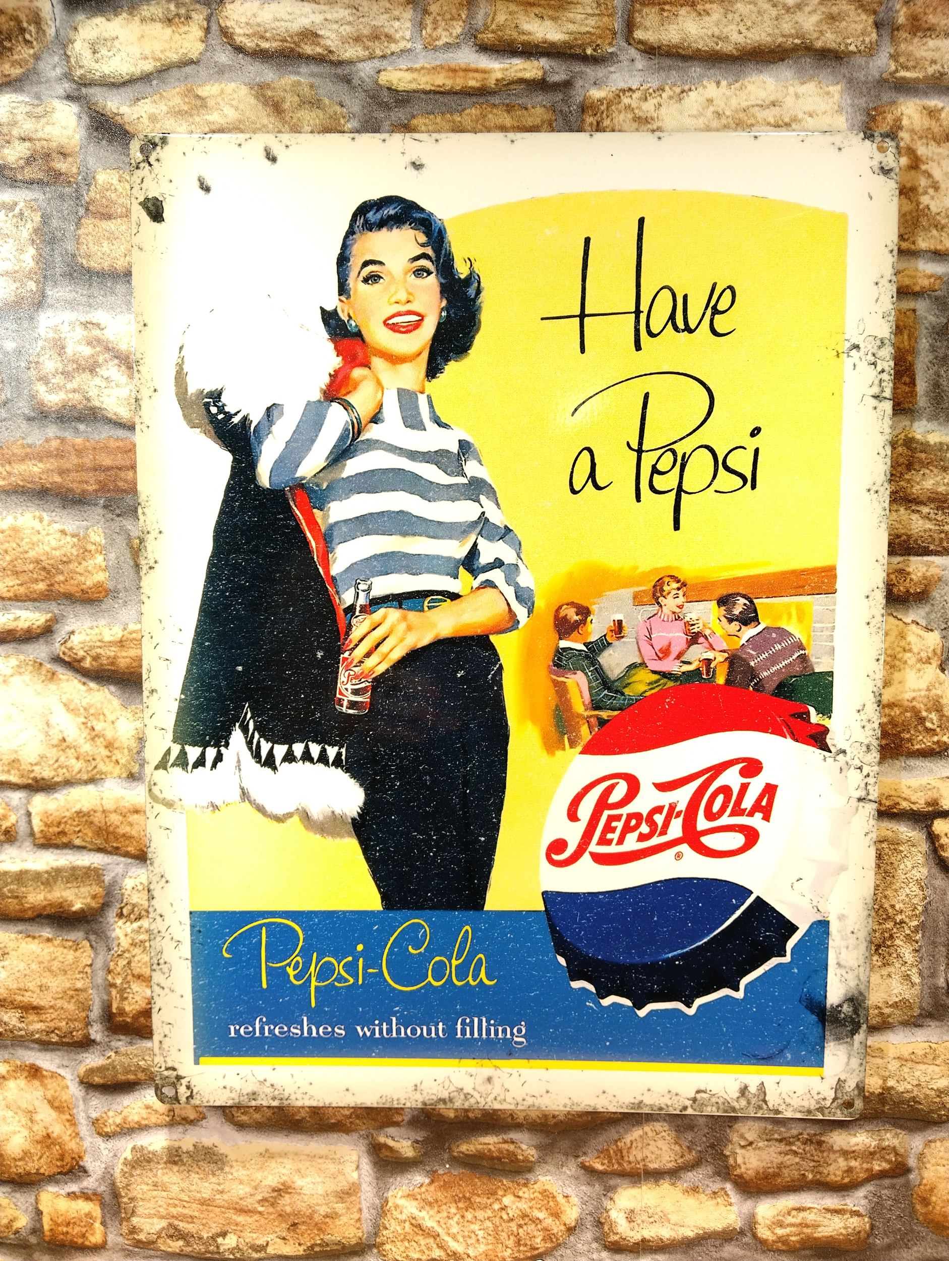 plaque déco vintage pepsi cola pin-up