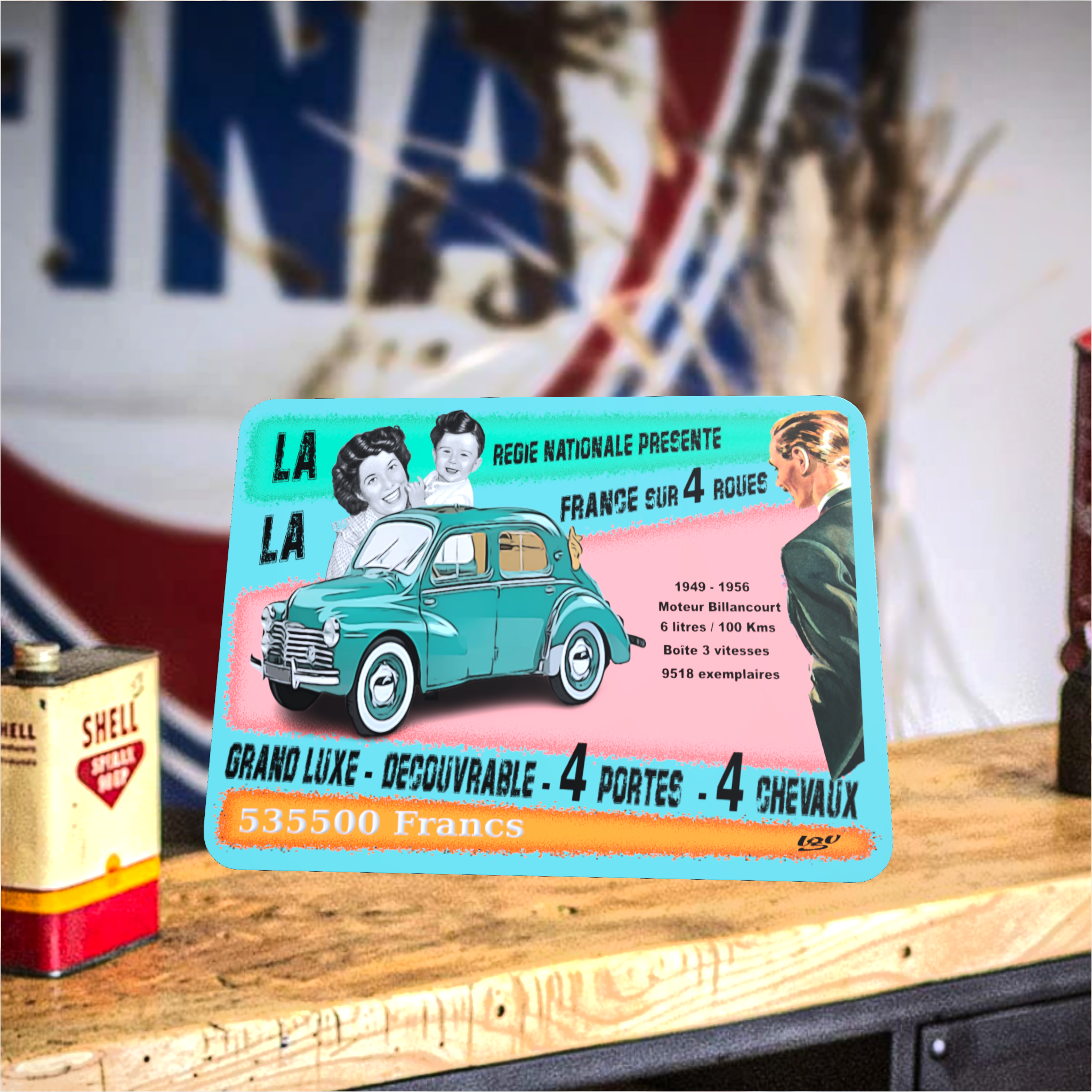 tapis de souris renault 4cv rétro
