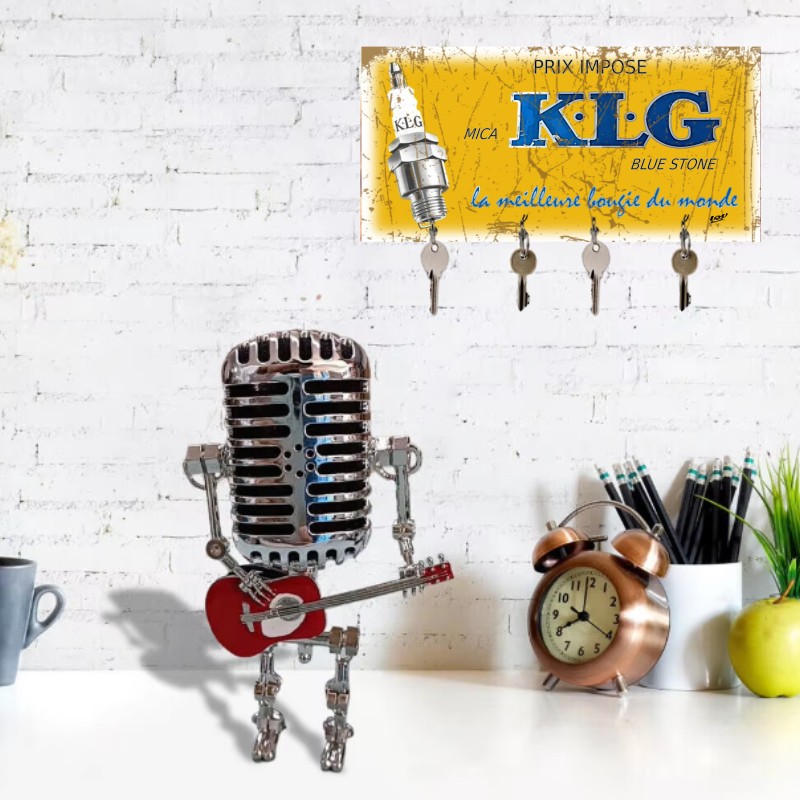 accroche-clés bougies KLG vintage garage
