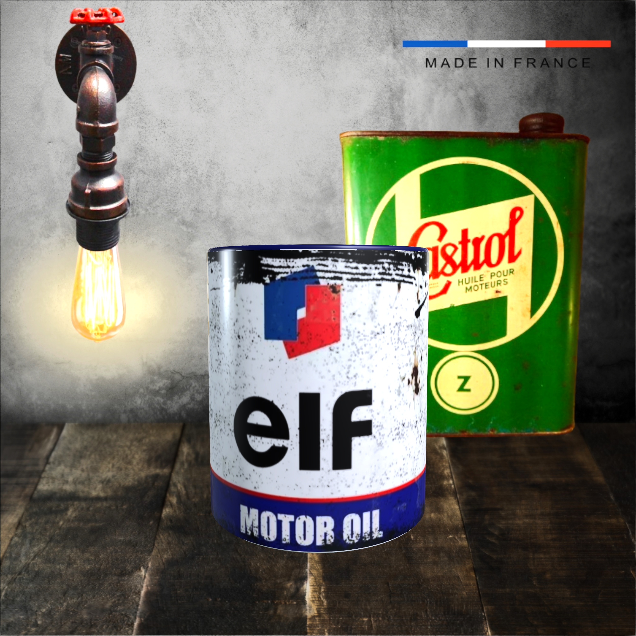 mug elf motor oil logo