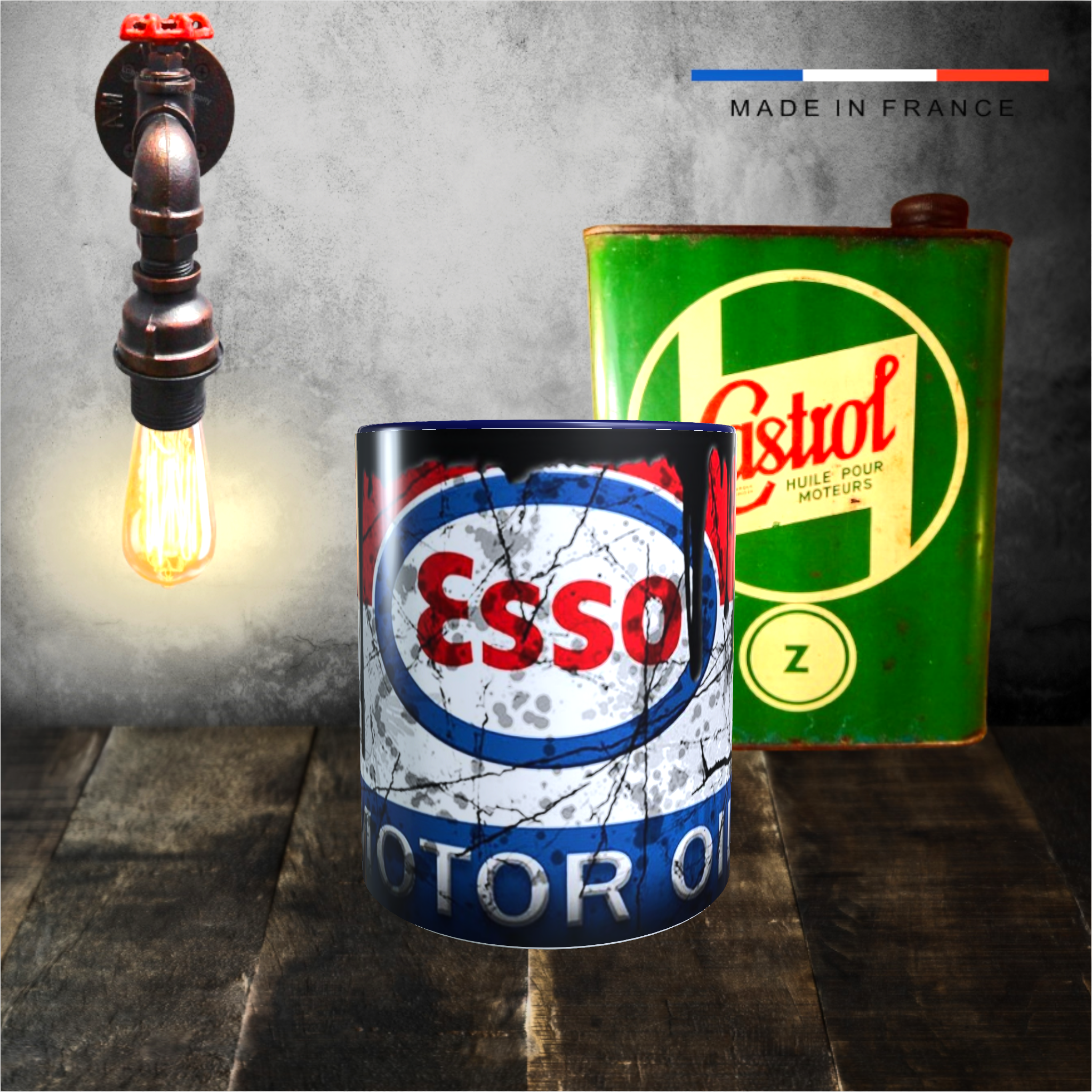 mug esso motor oil bidon