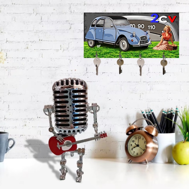 accroche-clés mural citroen 2cv bleue