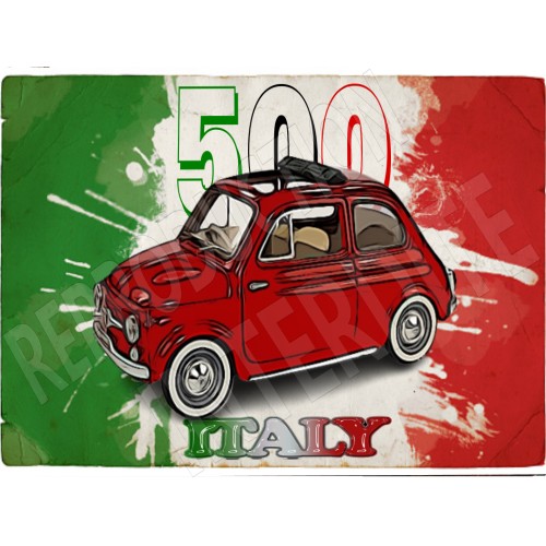 plaque métal vintage fiat 500 Italy 15x20