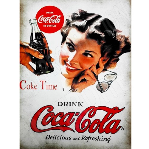 Plaque publicitaire coca-cola 1955 15x20