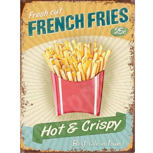 plaque métal french fries 15x20