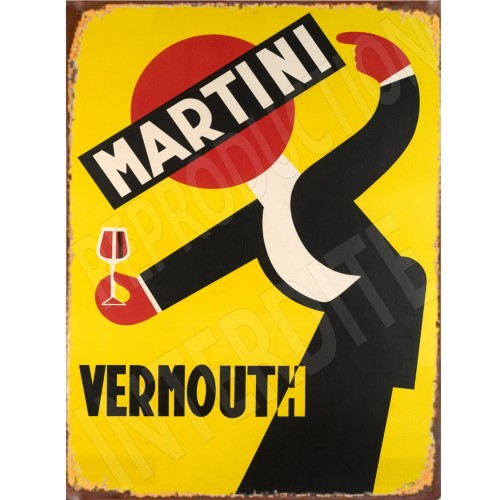 plaque métal martini vermouth 15x20