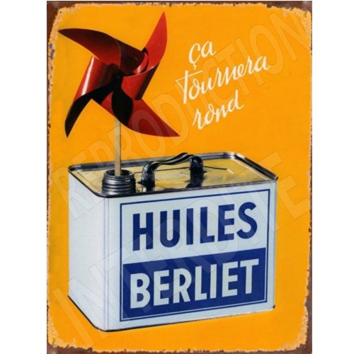 plaque métal huiles berliet 15x20