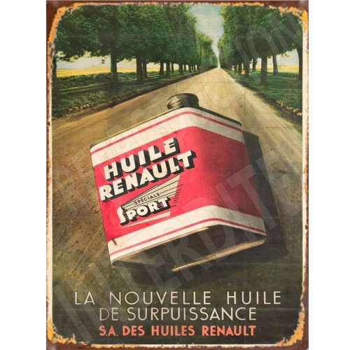 plaque métal huile renault sport 15x20