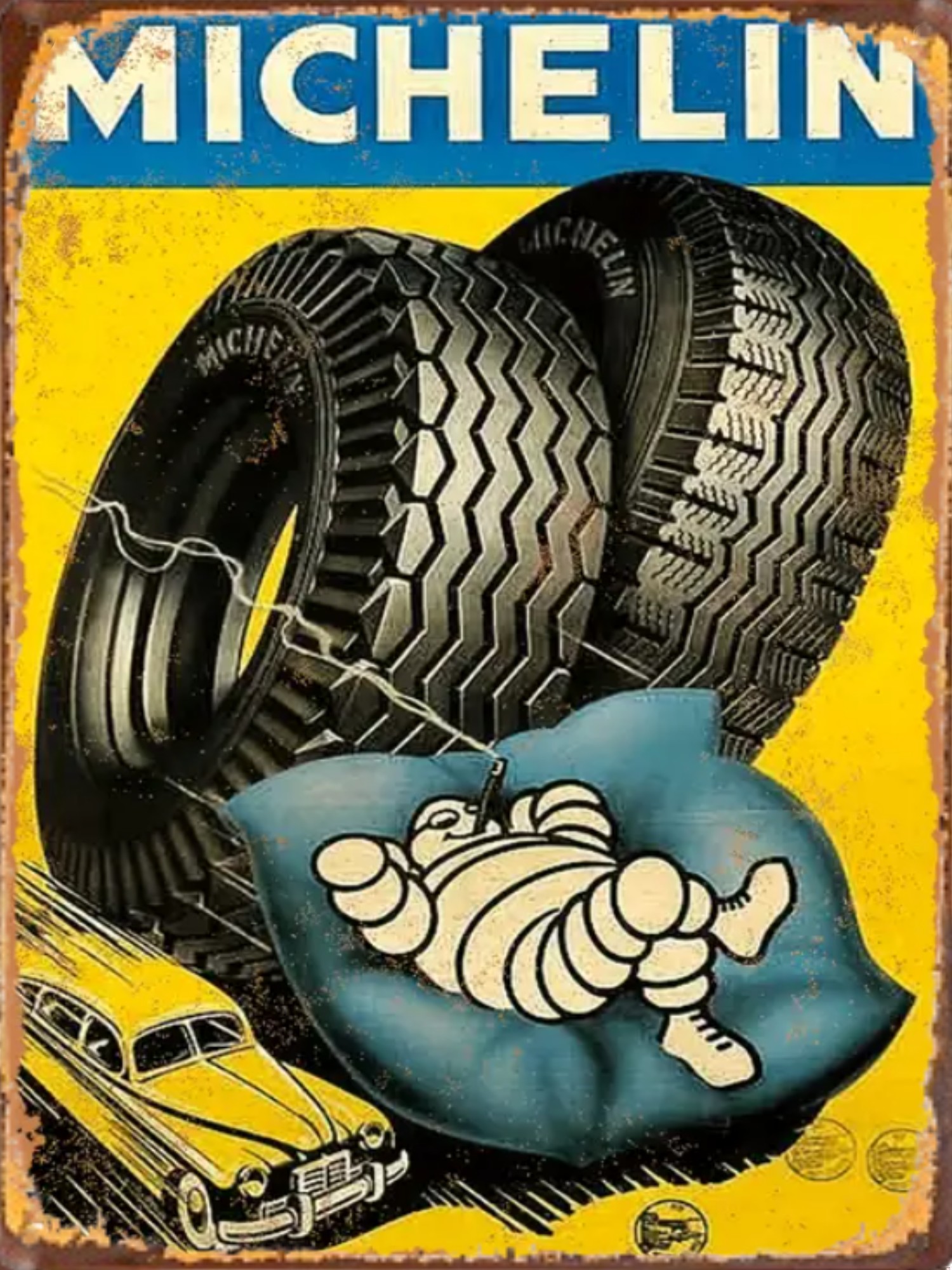 plaque métal michelin le pneu souple