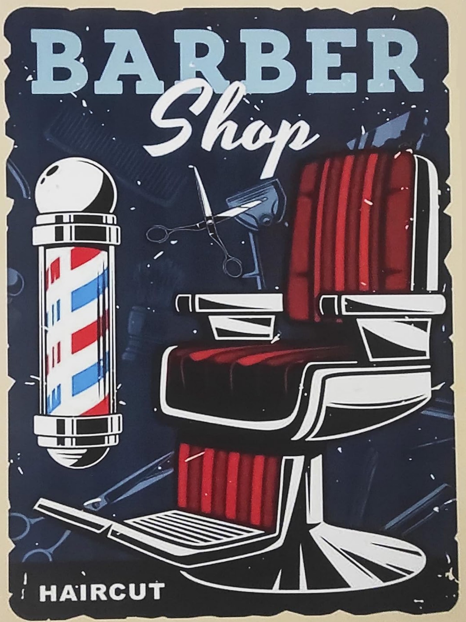 plaque métal barber shop