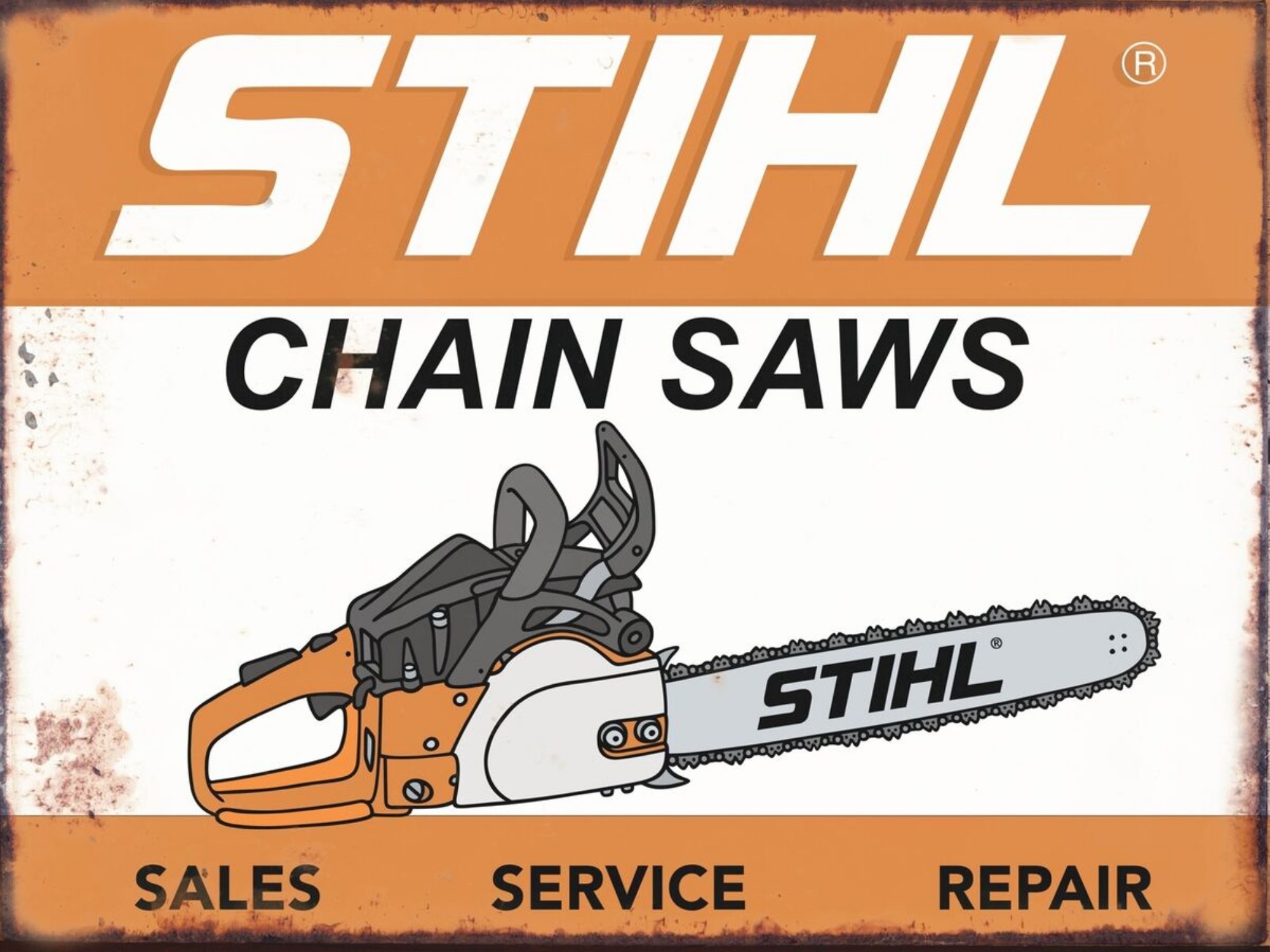 plaque métal tronçonneuse stihl 15x20