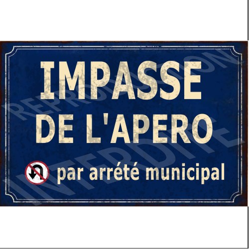 plaque métal impasse de lapéro 20x30