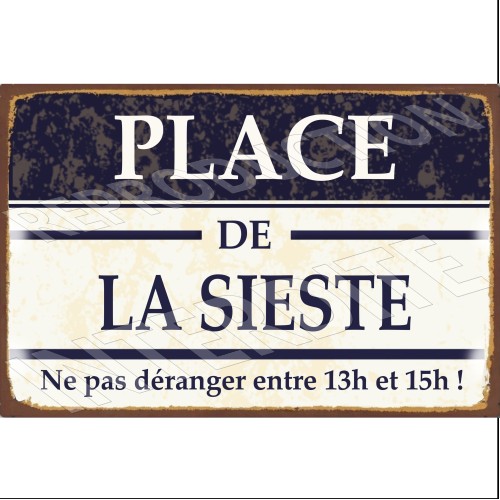 plaque métal place de la sieste 20x30