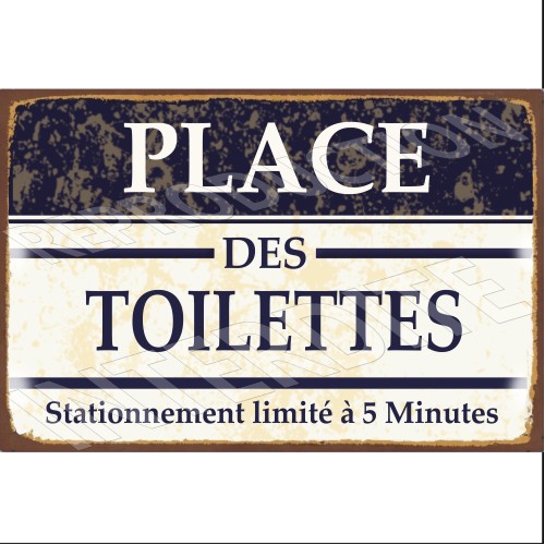 plaque métal de déco place des toilettes 20x30