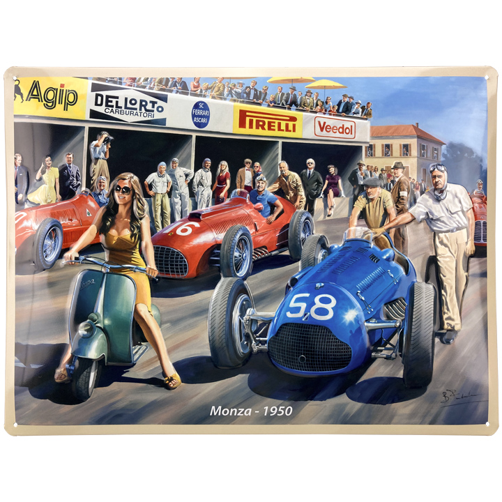 plaque métal course automobile Monza 1950