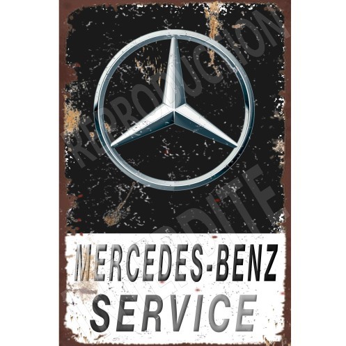 plaque métal vintage mercedes service 20x30