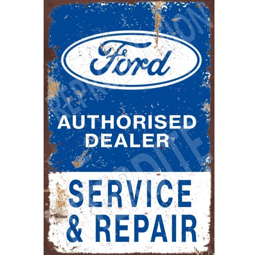 plaque métal rétro ford service &amp; repair 20x30