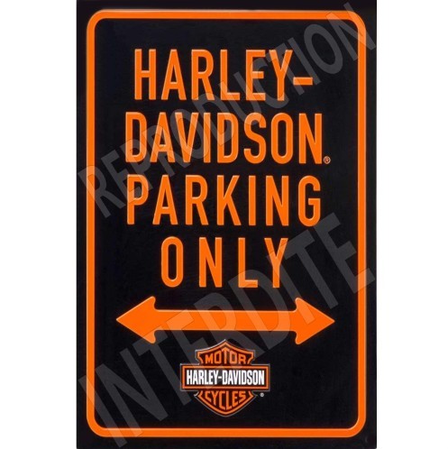 plaque métal harley davidson  parking only  20x30