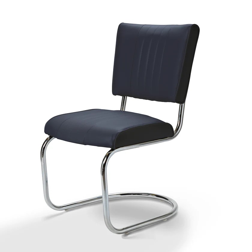 chaise rétro confortable vinyle bleu