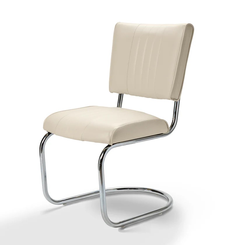 chaise rétro en vinyle blanc
