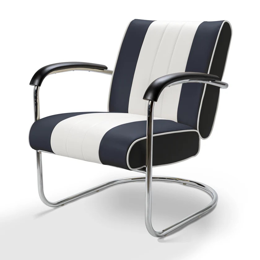 chaise rétro de bureau pullman en vinyle bleu dark navy