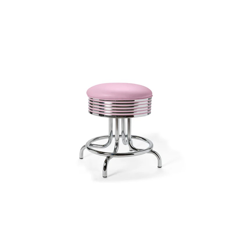 tabouret de bar bas chromé Airline 48MP rose lilas