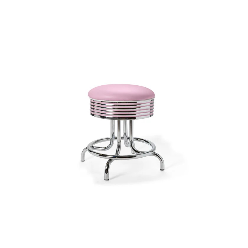 tabouret rétro chromé airline 48wp rose lilas