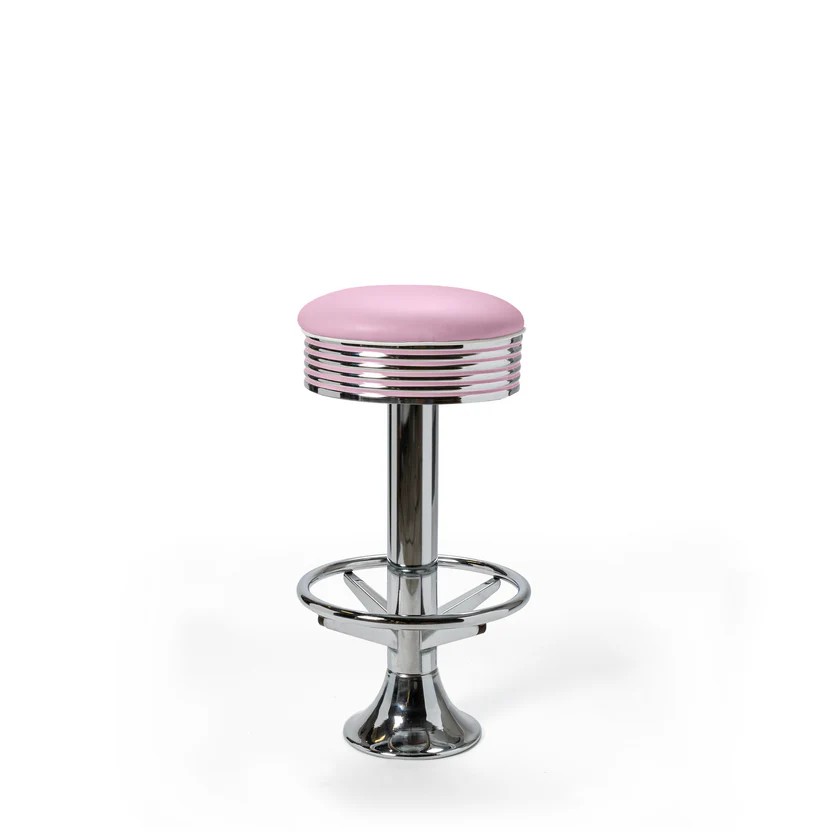 tabouret de bar chromé à fixer casey 77wp rose lilas