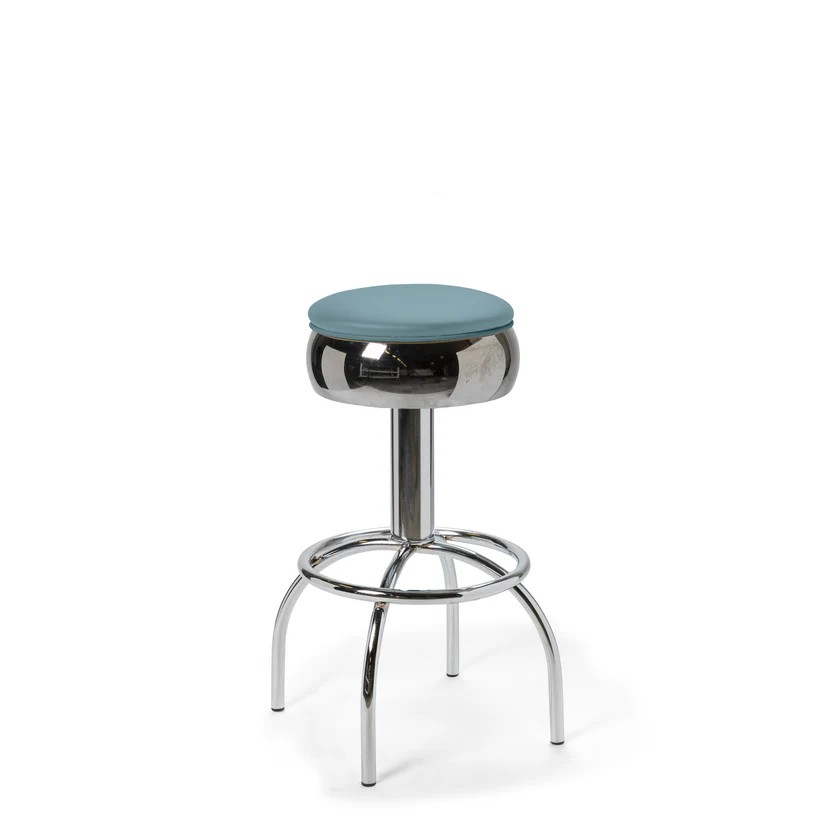 tabouret chromé pivotant rétro Comet stacks 77cm bleu