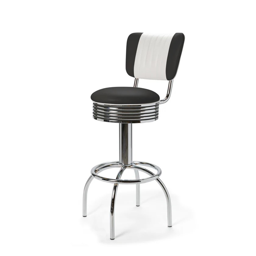 tabouret de bar pivotant avec dossier comet 77cm noir