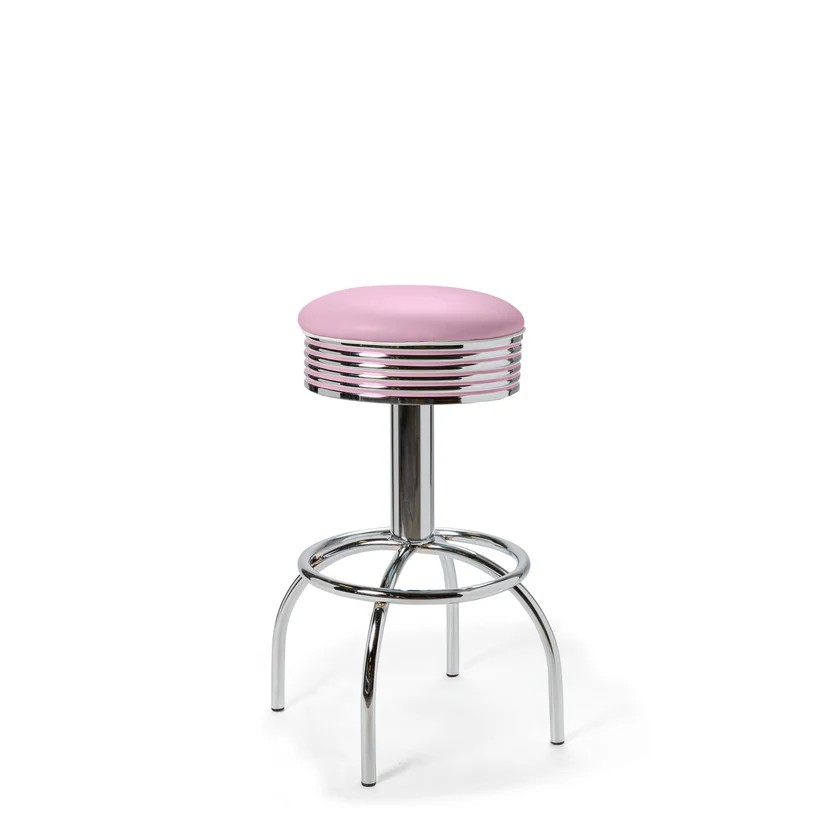 tabouret de bar comet 77 chromé rose lilas