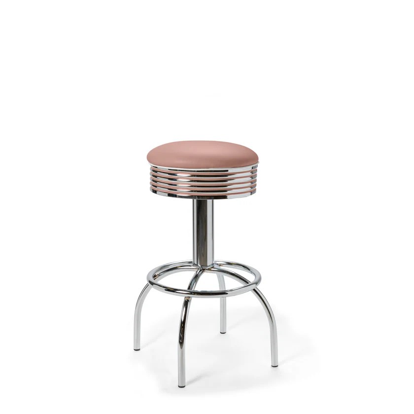 tabouret de bar chromé rétro vieux rose comet 77cm