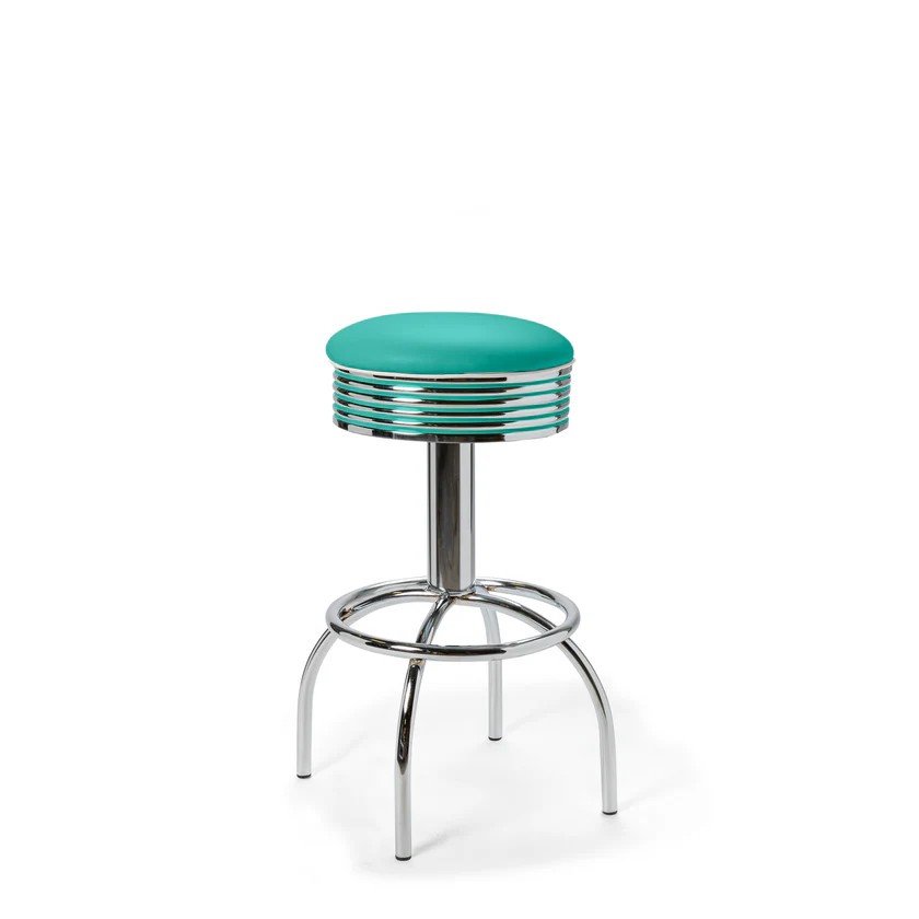 tabouret de bar chromé vert turquoise comet rétro 77cm