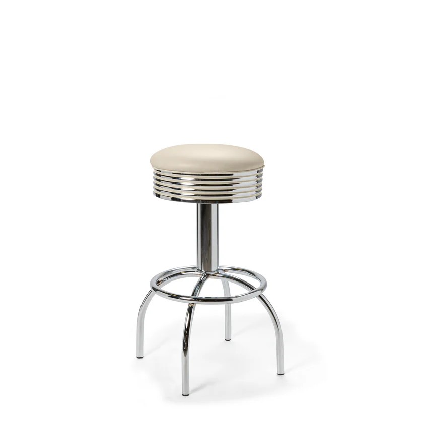 tabouret de bar rétro chromé comet blanc pivotant
