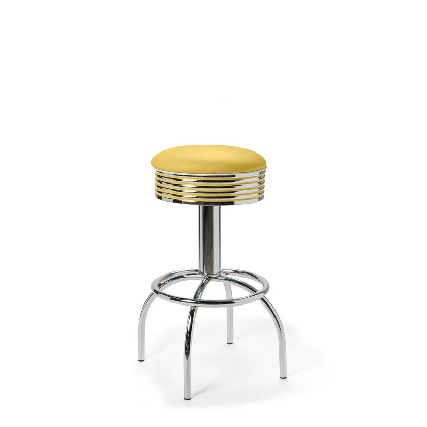 tabouret rétro comet 77 chromé pivotant jaune