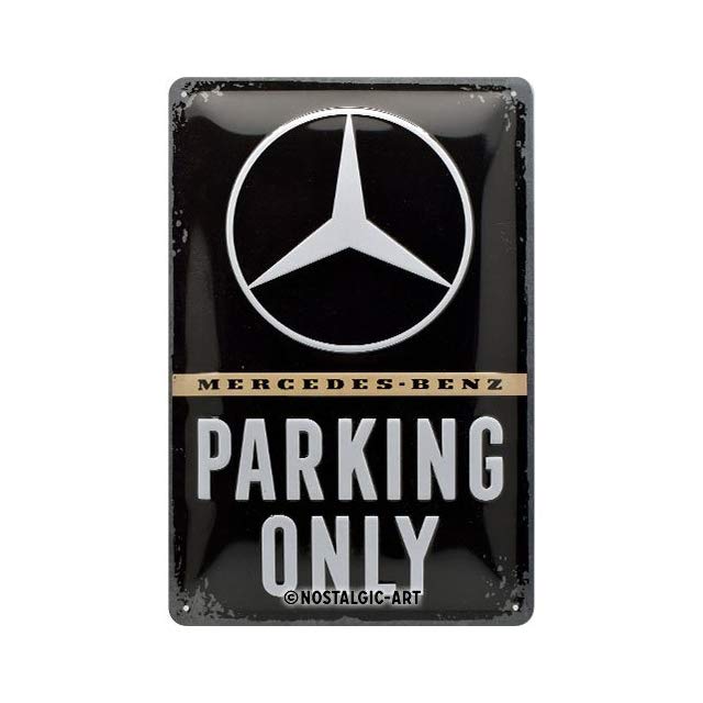 plaque métal mercedes parking vintage garage grenier logo