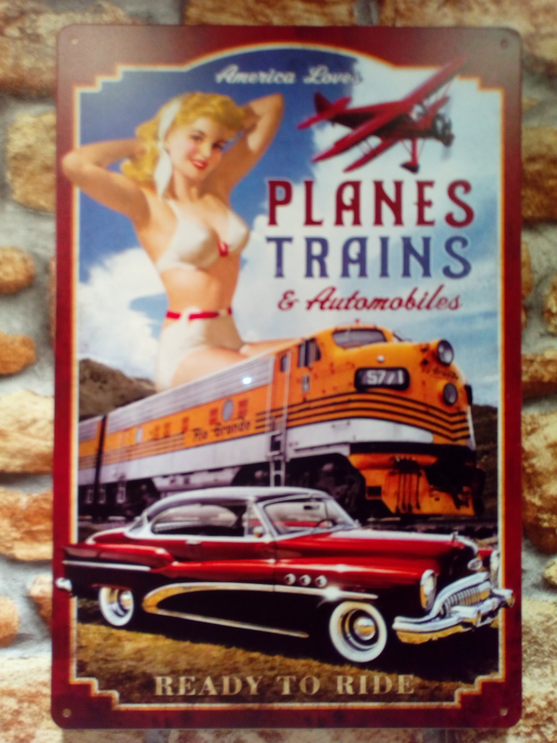 Plaque america loves trains planes