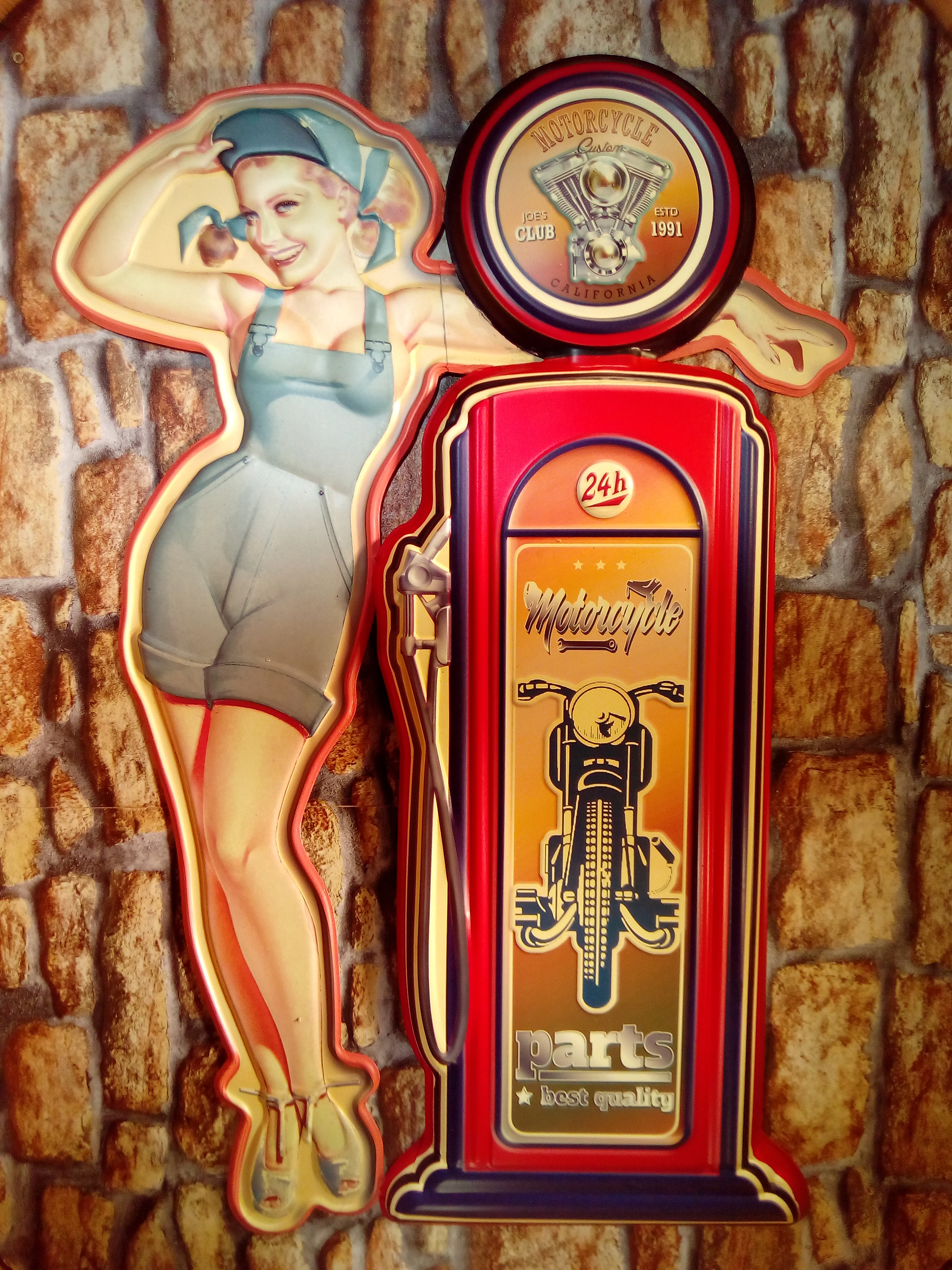 Plaque pin-up pompiste