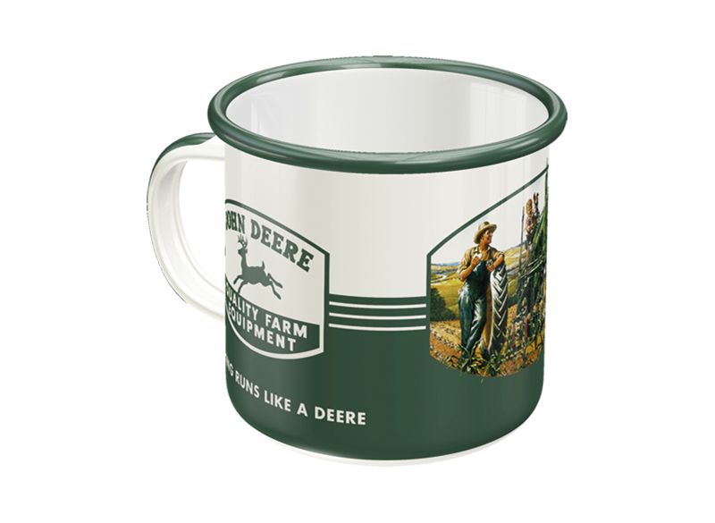 mug tasse café john deere vintage rétro émaillé enamel grenier tracteur