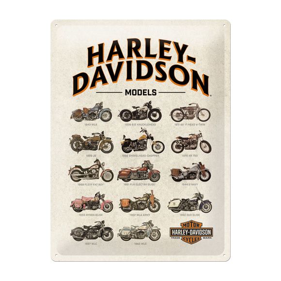 plaque publicitaire métal harley davidson modèles moto vintage