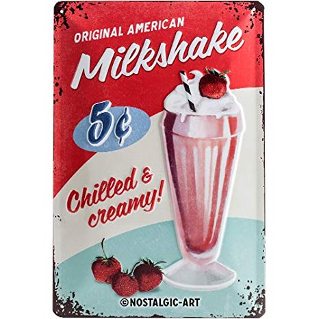 Plaque métal vintage milkshake 20 x 30