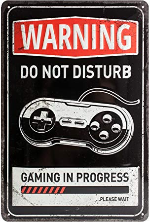 plaque publicitaire métal déco warning gaming