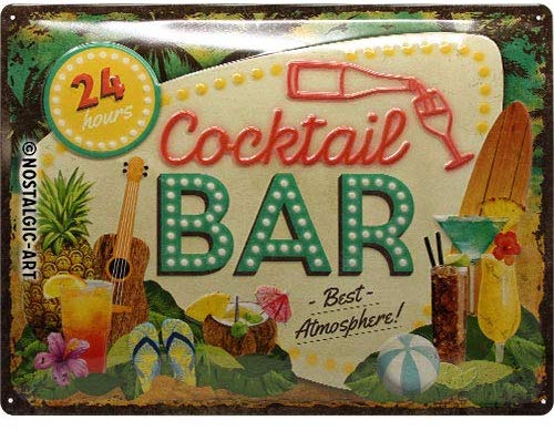 Plaque métal Cocktail Bar 40 x 30 - Maison/Déco/Les plaques publicitaires -  le-grenier-vintage