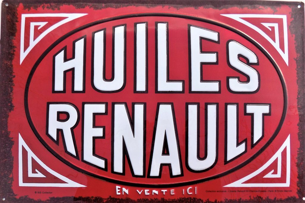 Plaque métal vintage huiles Renault