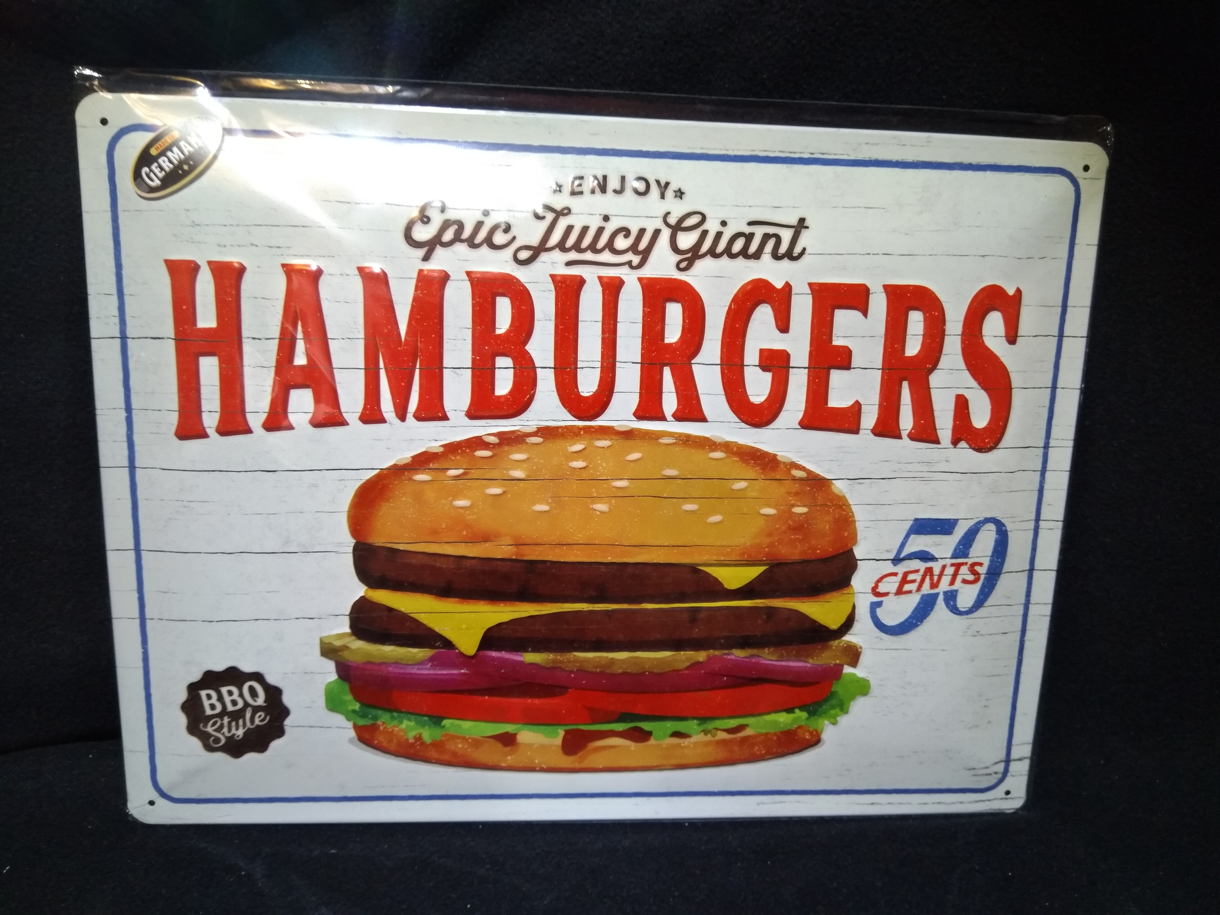 plaque métal fast food burger