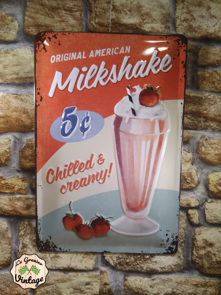 plaque publicitaire métal vintage milkshake
