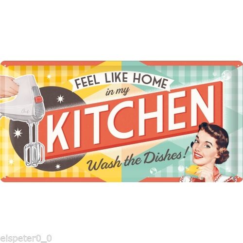Plaque métal rétro Kitchen 50x25